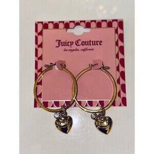 Juicy Couture Heart Hanging Hoops NEW